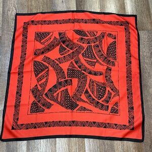 Persimmon RED BLACK Geometric Square Silk Scarf 29 Inch